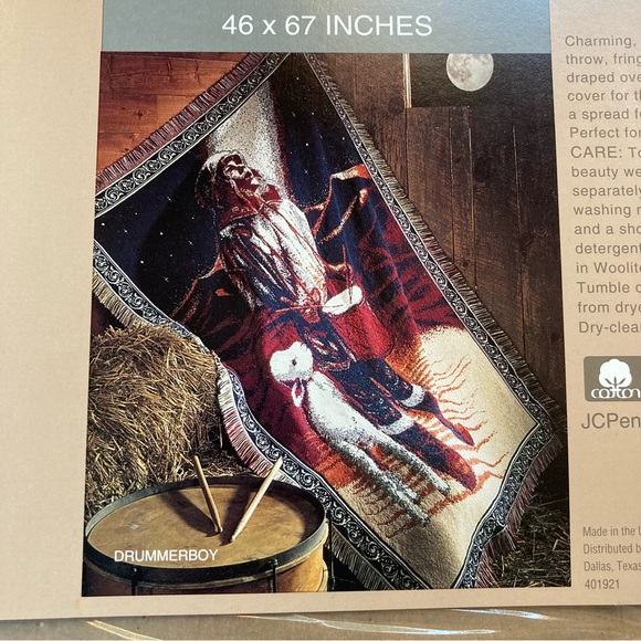 Vintage Christmas Little Drummer Boy Cotton Throw Blanket - Picture 4 of 9